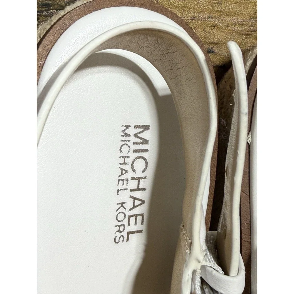 🔥🔥🔥MK White Leather Slingback Sandals Size 37.5 US 7.5